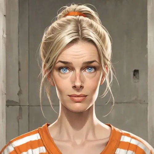 blonde woman,orange,portrait of a girl,girl portrait,blue jasmine,portrait background,woman portrait,clementine,digital painting,orange robes,woman face,blond girl,blonde girl,world digital painting,head woman,artist portrait,young woman,woman's face,female portrait,female model,Digital Art,Comic