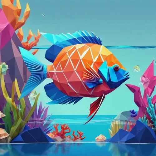 ornamental fish,discus fish,fish in water,tropical fish,rainbowfish,fighting fish,Unique,3D,Low Poly