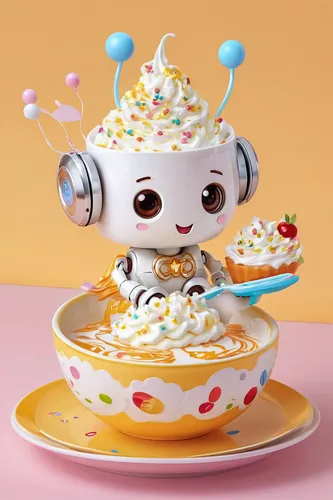 tea cup fella,kawaii ice cream,babycino,teacup,funko,cake stand,porcelaine,kawaii food,ice cream maker,sundae,mandarin sundae,whipped cream castle,cute coffee,mocaccino,whipped ice cream,kawaii foods,sundaes,teacups,soft robot,chinese teacup,Illustration,Japanese style,Japanese Style 01