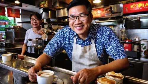 From his tough early days as a coffee stall assistant, Kopitiam Investment boss Lee Bee Huat now has more than 80 outlets.,barista,bánh bao,hong kong-style milk tea,cortado,kopi,espresso,customers,caf