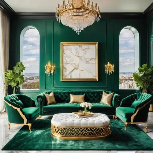 ornate room,opulent,opulently,sitting room,mahdavi,apartment lounge,modern decor,luxe,ottoman,contemporary decor,interior decor,opulence,art deco,emerald sea,gold wall,great room,pine green,verde,art deco frame,sumptuous,Illustration,Vector,Vector 21