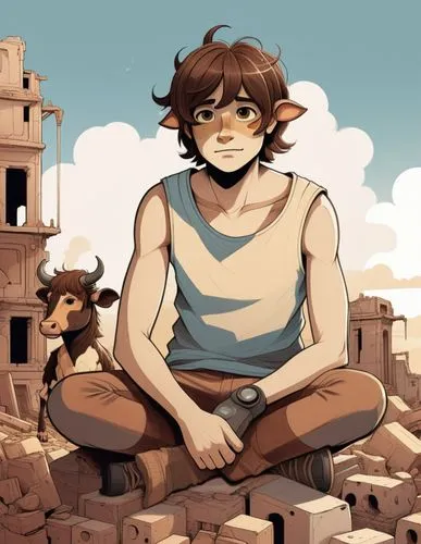 antinous,perina,ruins,talus,rubble,ancient city,Illustration,Children,Children 06