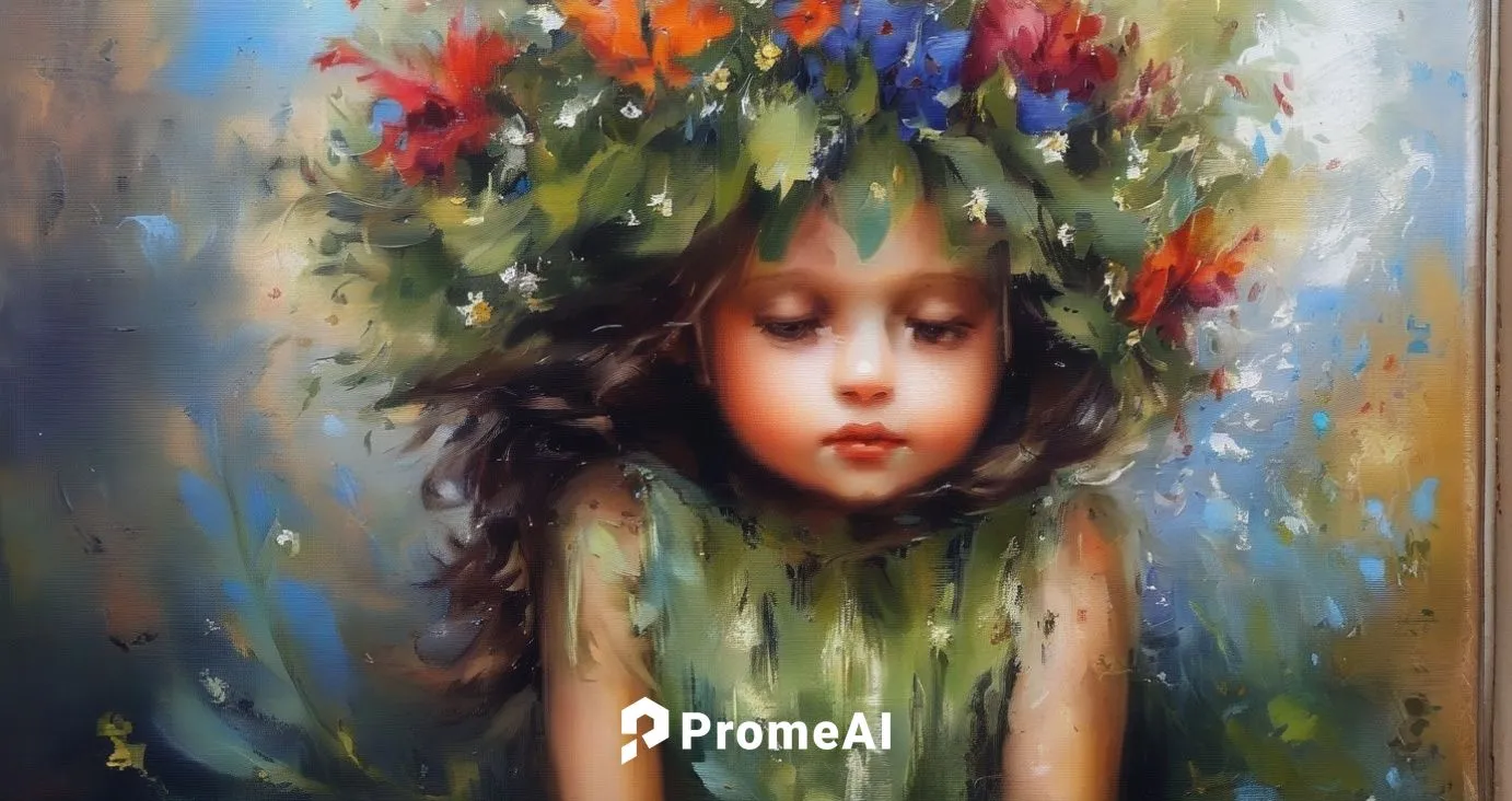 
,girl in a wreath,girl in flowers,girl picking flowers,girl with tree,girl in the garden,mystical portrait of a girl,oil painting on canvas,flower painting,dryad,oil painting,flora,child portrait,wre