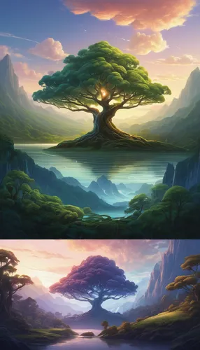 backgrounds,fantasy landscape,landscape background,backgrounds texture,landscapes,tree tops,world digital painting,flourishing tree,the trees,magic tree,four seasons,trees,druid grove,celtic tree,4 seasons,mount scenery,two oaks,background images,tree of life,lone tree,Conceptual Art,Fantasy,Fantasy 28