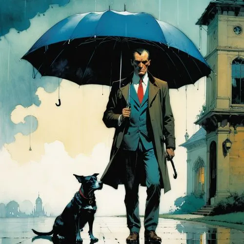 brubaker,blacksad,pennyworth,man with umbrella,mcginnis,corben,Illustration,Paper based,Paper Based 12