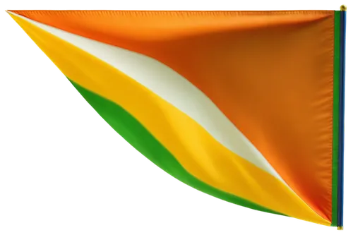 Triangular flag, horizontal tricolor, saffron, white, green, Ashoka Chakra, blue chakra, 24 spokes, golden border, fluttering, waving, wind blown, national symbol, Independence Day, patriotic, morning