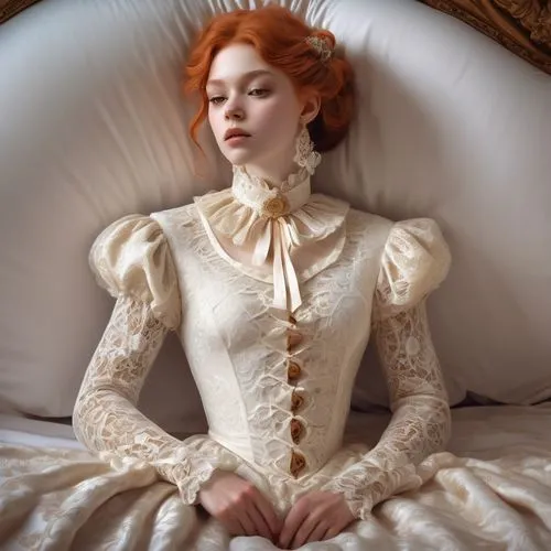 jingna,victorian lady,woman on bed,victoriana,chambermaid,ceremonials,quirine,peignoir,victorian style,the sleeping rose,elizabeth i,duchesse,satine,chastain,noblewoman,languorous,rococo,maxon,forsyte,reclining,Conceptual Art,Fantasy,Fantasy 01