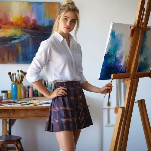 school skirt,tartan skirt,michalka,lopilato,skirt,girl studying,painting technique,geraschenko,painting,zakharov,kovarikova,art academy,zaripova,artikova,kirienko,belorusskaya,danilova,kurkova,gromova,white skirt,Photography,Fashion Photography,Fashion Photography 10