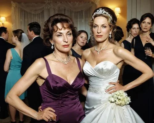 Bridesmaid and the bride's mom at the wedding reception.,wedding icons,mother of the bride,satc,wives,actresses,ardant,wedding photo,kleinfeld,brides,woodsen,bachelorettes,godmothers,stepsisters,silve