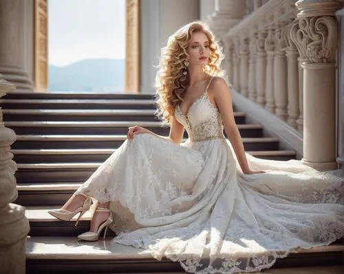 celtic woman,blonde in wedding dress,bridal gown,aphrodite,wedding gown,bridal dress,wedding dress,edurne,wedding dresses,white winter dress,sigyn,hadise,pizzo,poppea,aliona,evening dress,maxon,neoclassic,ariadne,sposa,Art,Classical Oil Painting,Classical Oil Painting 40