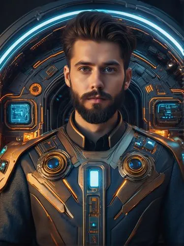 A very handsome boy with a beard stands in the spaceship. His eyes shine with charm,kohila,zarkov,konstantinos,cmdr,shepard,kaidan,yarkovsky,zavin,troshev,kryuchenkov,ozan,astrocytomas,aquanaut,korsak