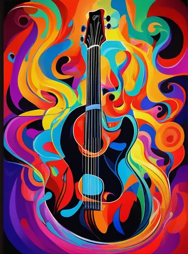 Strange kind of guitar music. Abstract.,painted guitar,acoustic-electric guitar,concert guitar,electric guitar,guitar,jazz guitarist,the guitar,acoustic guitar,psychedelic art,guitar player,slide guit