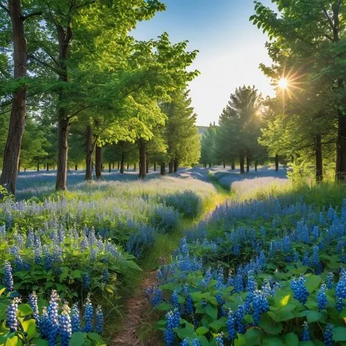 aaa,field of flowers,spring nature,spring morning,nature garden,flower field,fairytale forest,flowers field,fairy forest,meadow and forest,blanket of flowers,blooming field,splendor of flowers,tree lined path,spring garden,blue flowers,spring background,sea of flowers,blue woodland phlox,blue and green,Photography,General,Realistic