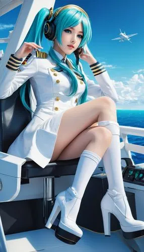 hatsune,hatsune miku,delta sailor,vocaloid,arpeggio,sailor,kantai collection sailor,naval,seaplane,cocaptain,miku,at sea,flightdeck,admiral,oceanair,ltjg,shipmaster,piloting,vocaloids,yachtswoman,Conceptual Art,Fantasy,Fantasy 03