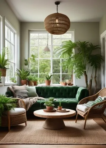 green living,sitting room,living room,sunroom,houseplants,livingroom,house plants,houseplant,home interior,danish furniture,philodendron,scandinavian style,tropical greens,furnishing,chaise lounge,contemporary decor,interior decor,interior design,daybeds,modern decor,Illustration,Retro,Retro 22