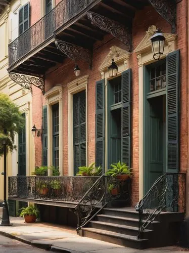 french quarters,brownstones,new orleans,rowhouses,neworleans,row houses,brownstone,rowhouse,balconies,italianate,townhouses,natchez,beautiful buildings,savannah,dumaine,old town house,bienville,old colonial house,nola,shutters,Illustration,Black and White,Black and White 10