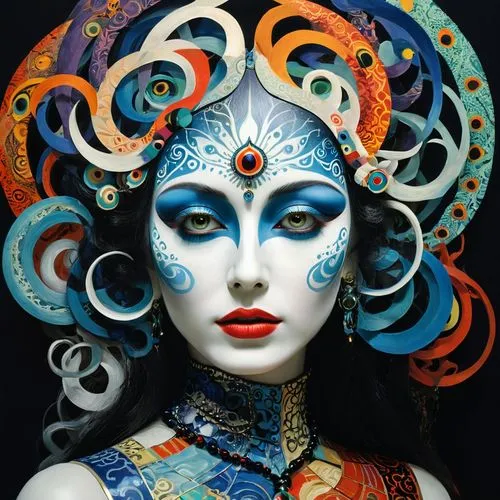 viveros,body painting,bodypainting,promethea,bodypaint,amidala,ashkali,dakini,oiran,geisha girl,tretchikoff,priestess,tantrik,venetian mask,vodun,concubine,fantasy art,neon body painting,body art,shamanic,Illustration,Abstract Fantasy,Abstract Fantasy 08