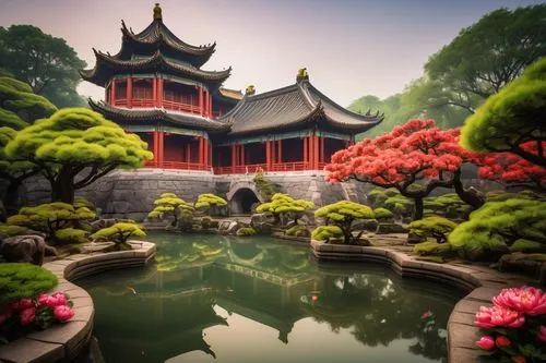 asian architecture,the golden pavilion,buddhist temple,golden pavilion,japan garden,japanese garden,oriental,japanese garden ornament,lotus pond,hyang garden,water palace,lily pond,suzhou,qingcheng,teahouse,shaoming,zen garden,shuozhou,wudang,teahouses,Art,Artistic Painting,Artistic Painting 27