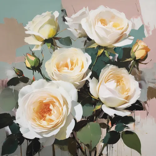 white roses,cream rose,garden roses,noble roses,spray roses,blooming roses,camellias,landscape rose,bicolor rose,esperance roses,porcelain rose,rose roses,sugar roses,flower painting,dog roses,white rose,roses,dog-roses,camelliers,peonies,Conceptual Art,Oil color,Oil Color 01