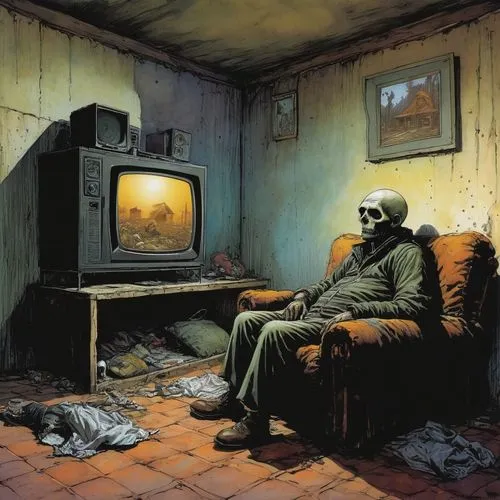 corben,television,watch tv,waiting room,tv,televisions,watchmen,man with a computer,convalescence,memento mori,dollman,brubaker,donsky,hdtv,banksy,life after death,delaughter,psychotronic,directv,blacksad,Illustration,Realistic Fantasy,Realistic Fantasy 06