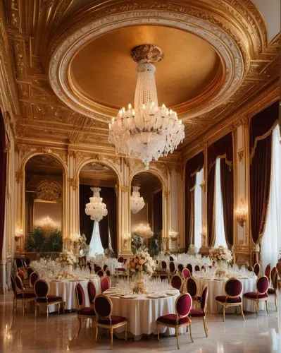 ballrooms,crillon,ballroom,grand hotel europe,ritzau,ornate room,meurice,wedding hall,breakfast room,chateau margaux,claridges,dining room,lanesborough,versaille,corinthia,grand hotel,banqueting,cochere,baccarat,gleneagles hotel,Art,Classical Oil Painting,Classical Oil Painting 09