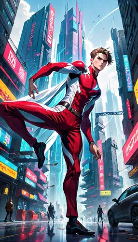 sci fiction illustration,world digital painting,asuka langley soryu,wushu,red super hero,street dancer,taijiquan,red matrix,sprint woman,man in red dress,cg artwork,street dance,pedestrian,taekwondo,martial arts uniform,kung fu,shanghai,shaolin kung fu,figure skating,hong kong,Anime,Anime,General