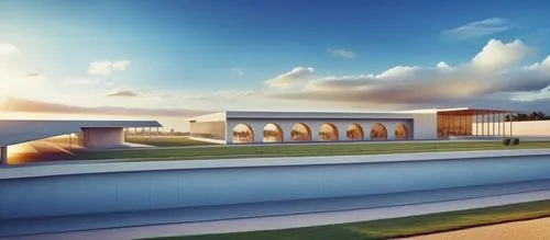 ctesiphon,renderings,qasr azraq,futuristic art museum,cahokia,italica,amphitheater,peristyle,viminacium,tempodrom,3d rendering,cyclorama,egyptian temple,chancellery,champalimaud,sewage treatment plant,kimbell,kennedy center,antinori,velodromes,Photography,General,Realistic