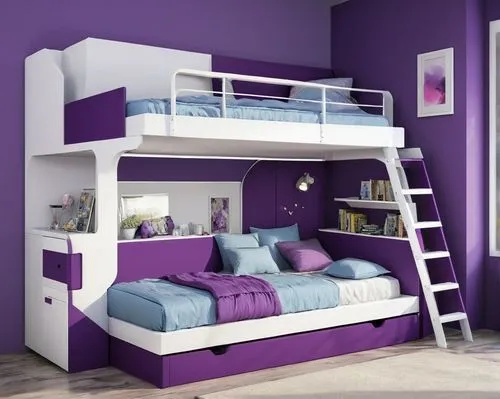 bunk bed,canopy bed,bed frame,sleeping room,children's bedroom,the purple-and-white,wall,baby bed,bedroom,room divider,kids room,purple frame,doll house,white with purple,baby room,purple-white,furnitures,purple,infant bed,modern room,Conceptual Art,Fantasy,Fantasy 03