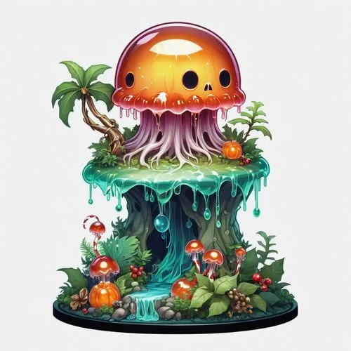 mushroom island,yamatai,aquanauts,nauplii,deepsea,kirbo,Illustration,Abstract Fantasy,Abstract Fantasy 11