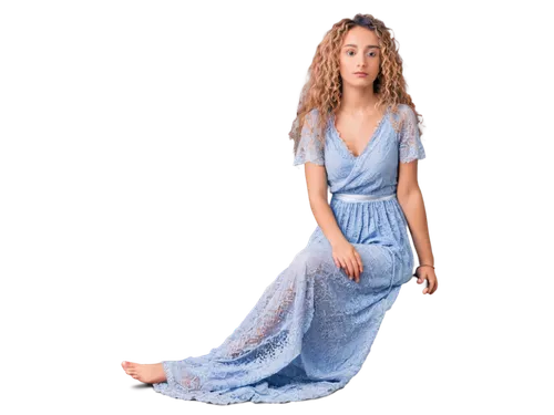 long dress,girl in a long dress,nightgown,nightdress,a floor-length dress,saoirse,alycia,vintage angel,vintage dress,light blue,blue dress,nightgowns,portrait background,denim jumpsuit,vestido,a girl in a dress,angelic,blue background,torn dress,farmiga,Art,Classical Oil Painting,Classical Oil Painting 40