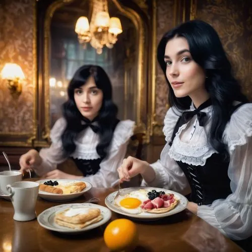 tea party,gothic portrait,milkmaids,maids,victorian style,lagouranis,Photography,Artistic Photography,Artistic Photography 04