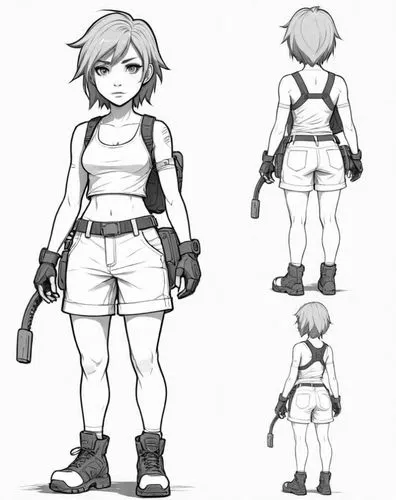 kuribayashi,bulletgirl,girl with a gun,girl with gun,tomboys,underarmed,Design Sketch,Design Sketch,Detailed Outline