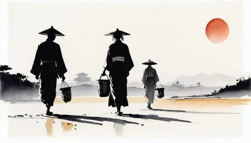 cowboy silhouettes,red sun,women silhouettes,graduate silhouettes,samourai,halloween silhouettes,silhouette art,baishi,champloo,silhouettes,mengzi,rising sun,houses silhouette,couple silhouette,sadozai,perfume bottle silhouette,yi sun sin,shunju,daimyos,garden silhouettes,Art,Artistic Painting,Artistic Painting 24