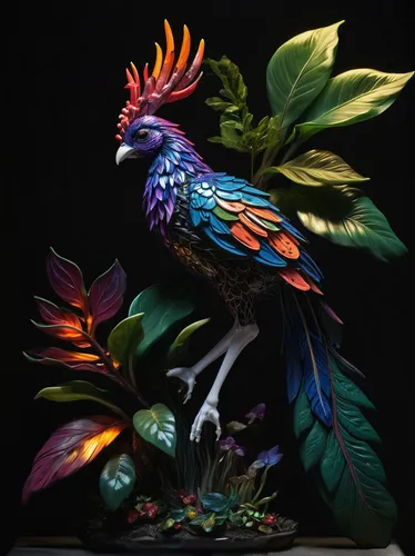 an ornamental bird,ornamental bird,phoenix rooster,tropical bird climber,nicobar pigeon,flower and bird illustration,decoration bird,fairy peacock,png sculpture,raven sculpture,peacock,bird painting,macaw hyacinth,bird of paradise,rosella,feathers bird,tropical bird,colorful birds,color feathers,tropical birds,Photography,Artistic Photography,Artistic Photography 02