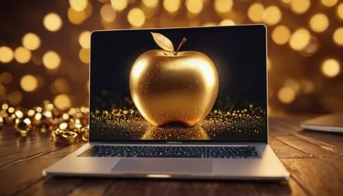 The Appel Company open on laptop and the background is golden,golden apple,golden delicious,apple macbook pro,apple design,apple logo,apple desk,apple monogram,apple world,macbook pro,core the apple,m