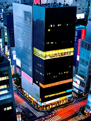 Tokyo cityscape, nighttime, neon lights, skyscrapers, busy streets, Shibuya Crossing, giant video screens, crowded pedestrians, modern architecture, metallic materials, reflective surfaces, vibrant co