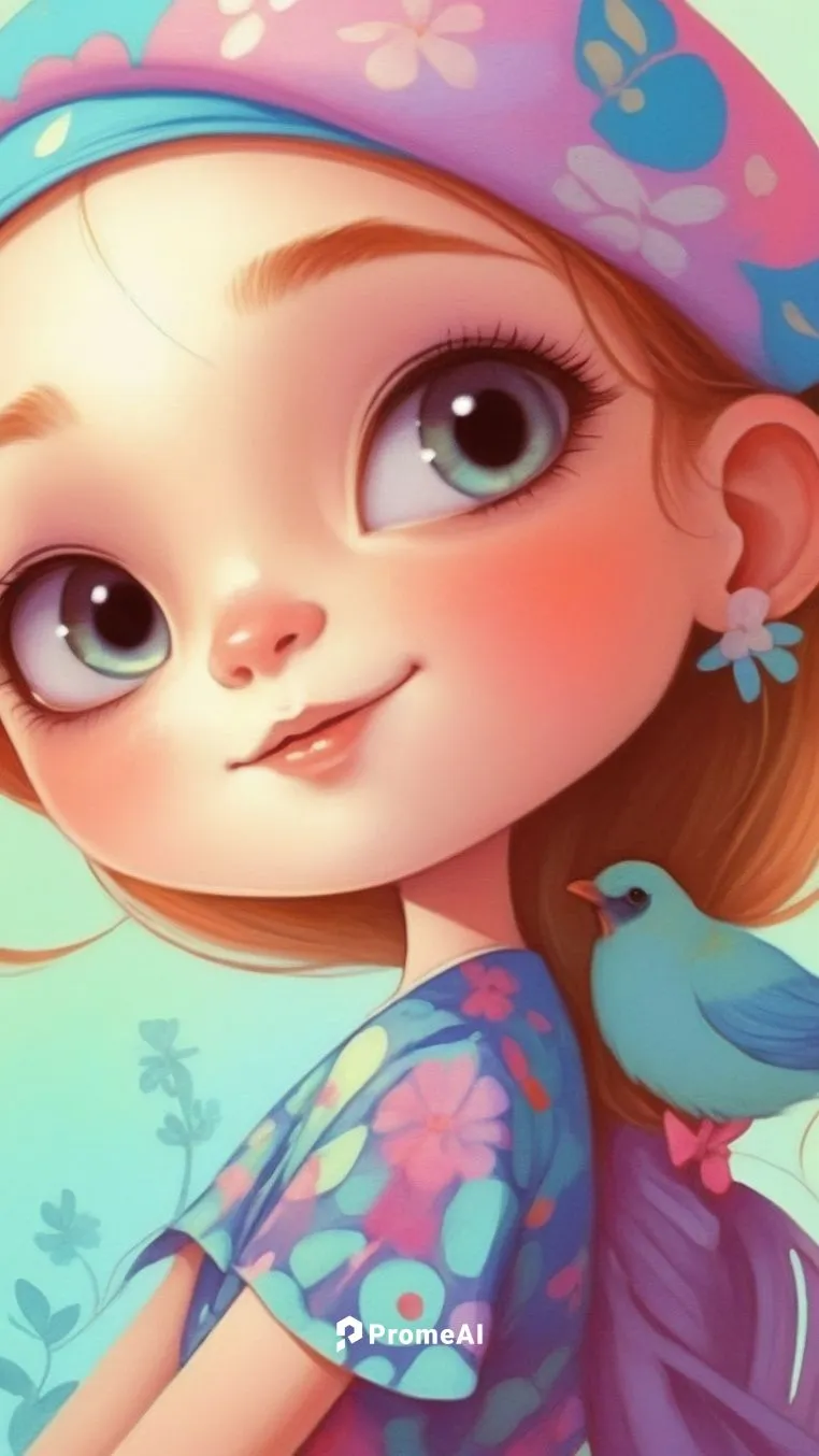 cute cheerful young girl, colorful pastel colors, ultra HD, illustration ink and color pencil style,agnes,cute cartoon character,fairie,cute cartoon image,mermaid background,children's background,kids