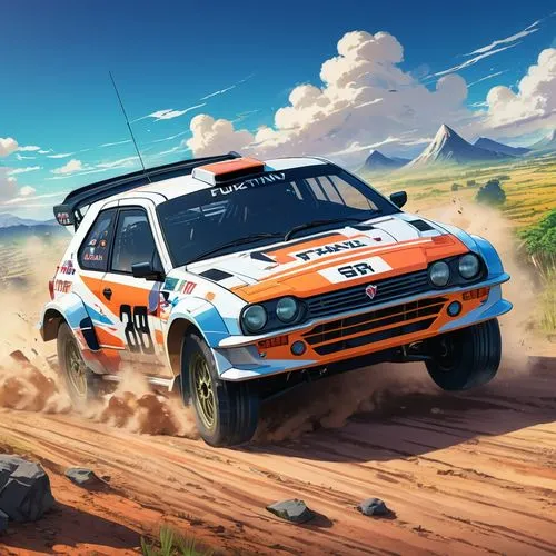 dakar rally,vatanen,rallying,subaru rex,matra,motorstorm,Illustration,Japanese style,Japanese Style 03