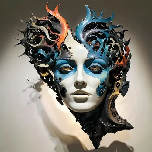 chevrier,venetian mask,bodypainting,viveros,body painting,body art,Unique,3D,Modern Sculpture