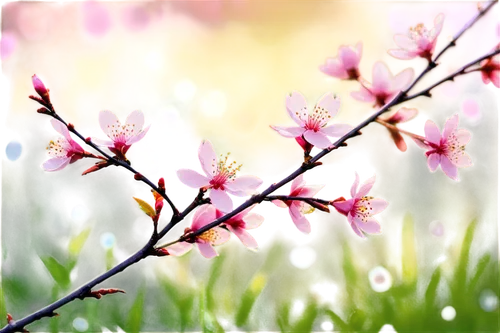 1. Wildflower meadow, vibrant colors, soft petals, delicate stems, gentle breeze, warm sunlight, shallow depth of field, 3/4 composition, panoramic view, serene atmosphere.

2. Blooming cherry blossom