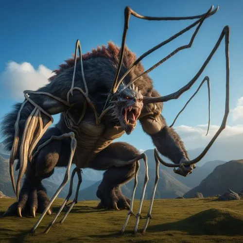 baboon spider,camel spiders,tarantula,gorgonops,loukaniko,arachnophobia,stegosaurus,cynorhodon,uintatherium,walking spider,arachnid,harvestman,dung beetle,arthropod,harvestmen,coach horse beetle,mantidae,lamnidae,wildebeest,blue-winged wasteland insect,Photography,General,Realistic