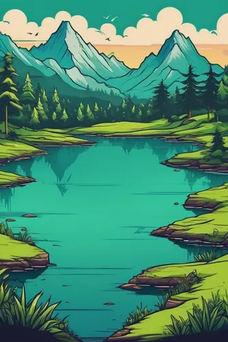 a small lake,swampy landscape,lake,alpine lake,mountainlake,pond,landscape background,mountain lake,salt meadow landscape,teal digital background,evening lake,wetlands,mountain spring,backgrounds,cartoon video game background,water scape,the lake,beautiful lake,waterscape,lakeside,Conceptual Art,Graffiti Art,Graffiti Art 01