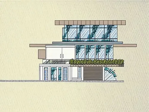 Plano de Elevación Frontal de un Edificio Circular de Múltiples Niveles:

Forma General:

Dibuja una estructura circular con tres niveles principales apilados verticalmente. Cada nivel sobresale liger