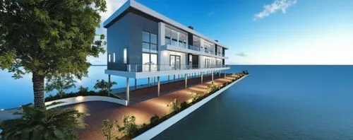 completed building,3d rendering,residencial,house by the water,house with lake,penthouses,houseboat,sketchup,beypore,leaseplan,waterview,revit,render,inmobiliaria,floating island,houseboats,lake view,