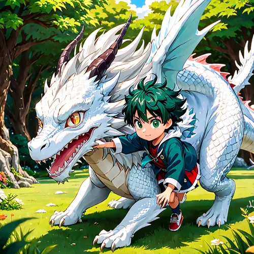 dragon of earth,dragon slayer,forest dragon,green dragon,dragon slayers,wyrm,dragon li,dragon,dinokonda,dragons,emerald lizard,dragon design,painted dragon,game illustration,boy and dog,seat dragon,green-tailed emerald,basilisk,giant lizard,draconic,Anime,Anime,Traditional