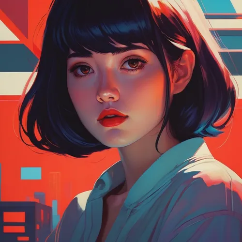 girl portrait,digital painting,moody portrait,digital illustration,vector girl,mako,study,eleven,mystical portrait of a girl,portrait of a girl,bob cut,persona,fantasy portrait,portrait background,geometric,retro girl,digital art,bowl cut,tumblr icon,portrait,Illustration,Vector,Vector 12