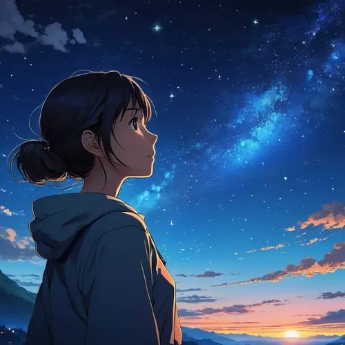 night sky,the night sky,stargazing,star sky,falling stars,starry sky,nightsky,beautiful wallpaper,clear night,sky,moon and star background,the horizon,kumiko,dusk background,falling star,looking up,rainbow and stars,the moon and the stars,the stars,colorful stars,Illustration,Japanese style,Japanese Style 14