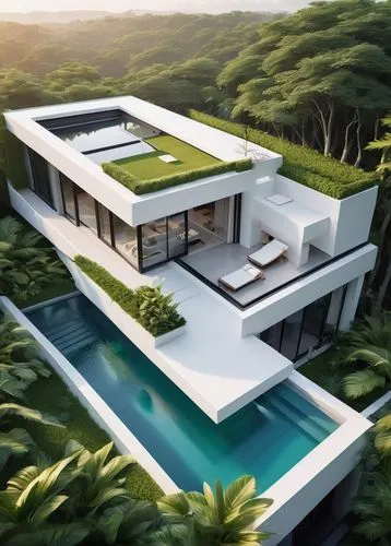 modern house,tropical house,3d rendering,luxury property,tropical greens,holiday villa,dunes house,dreamhouse,landscaped,pool house,modern architecture,prefab,luxury home,private house,beautiful home,green living,render,cubic house,cube house,floating island,Unique,3D,Isometric