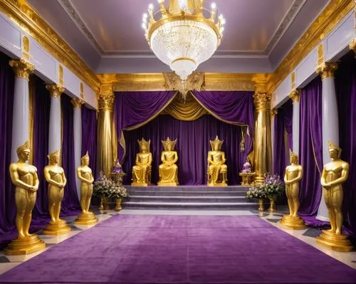 purple and gold,gold and purple,hall of supreme harmony,gold wall,golden buddha,purple,Photography,General,Realistic