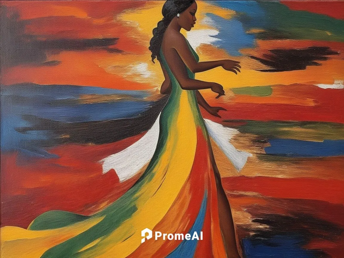 Painting Abstract Body Art Oil Painting,girl in a long dress,oil painting on canvas,african art,african woman,oil painting,woman walking,flamenca,oil on canvas,woman silhouette,sarafina,burkinabe,art 